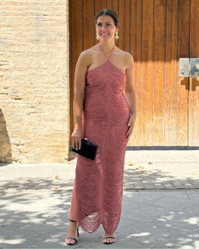 Vestido GAELIA Flecos Nude