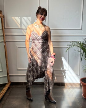 Vestido TUL Asimétrico Cuadros