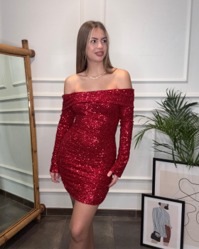 Vestido BARDOT Glitter Rojo