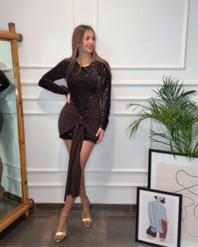 Vestido LAZADA Glitter Marrón