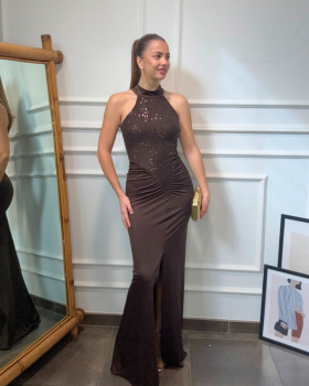 Vestido Cuello HALTER Marrón