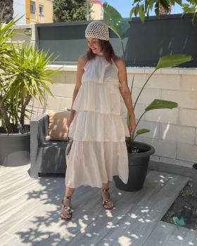 Vestido VOLANTES Beige